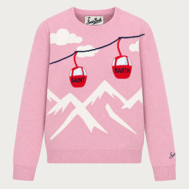 MC2 Saint Barth womens cable clouds sweater in pink - product front