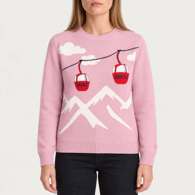 MC2 Saint Barth womens cable clouds sweater in pink - model front