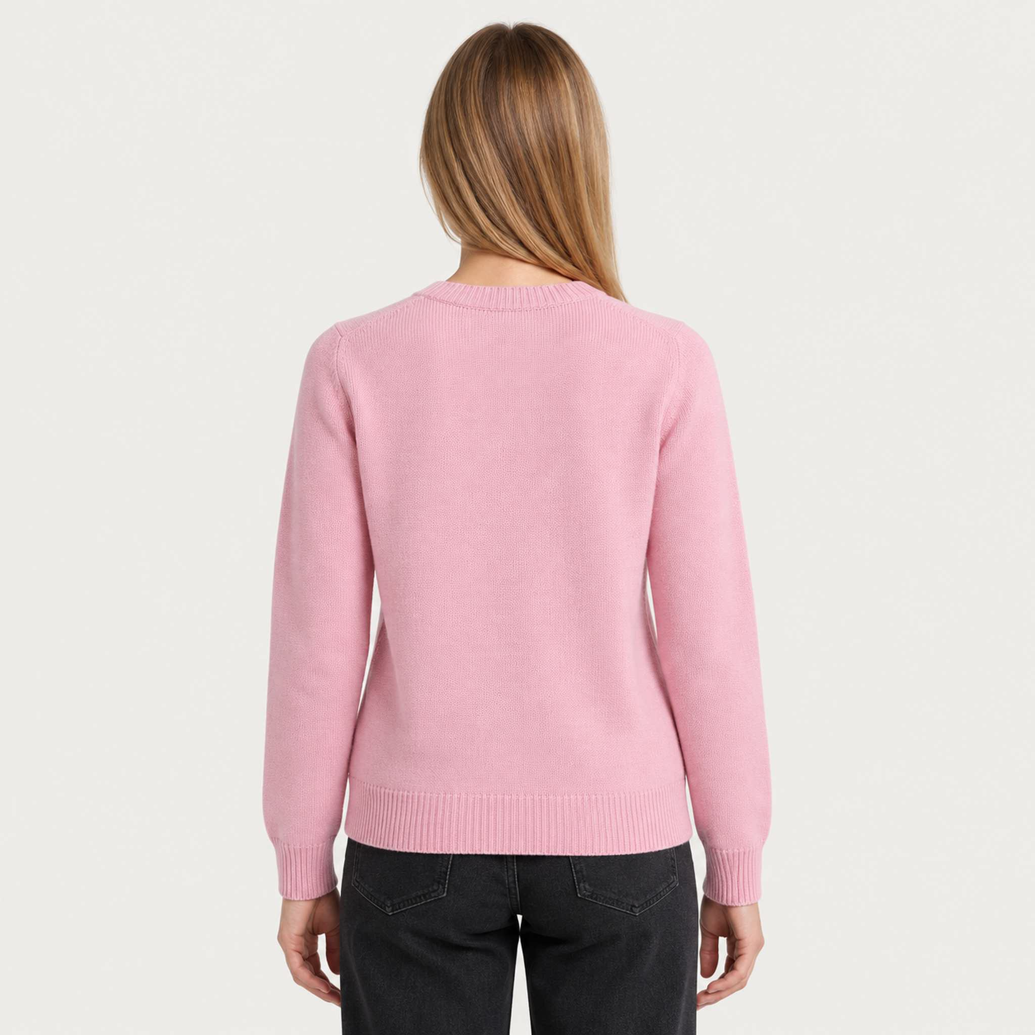MC2 Saint Barth womens cable clouds sweater in pink - model back