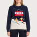 MC2 Saint Barth womens cable ski couple sweater in navy - model front