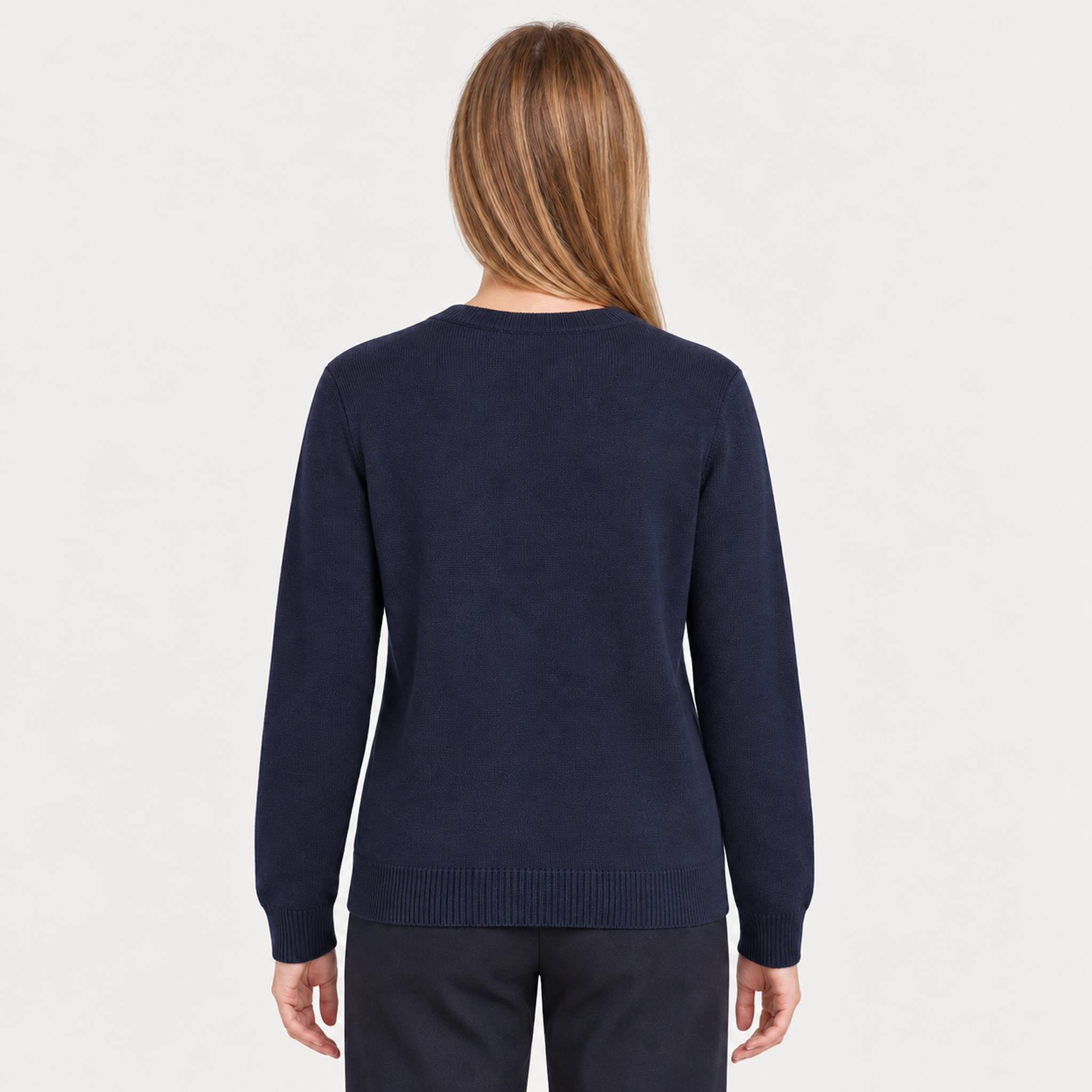 MC2 Saint Barth womens cable ski couple sweater in navy - model back