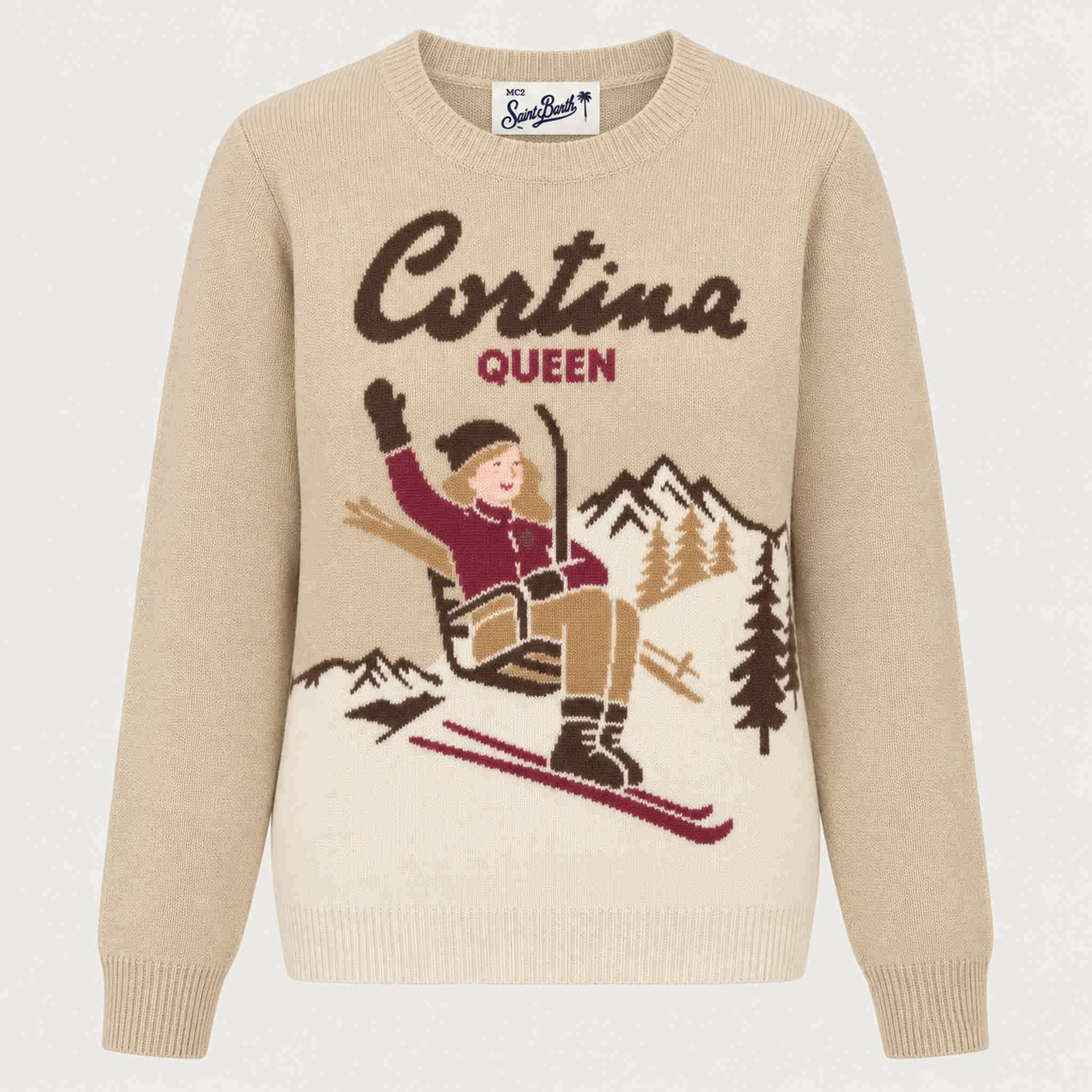 MC2 Saint Barth womens cortina queen sweater in natural - product front