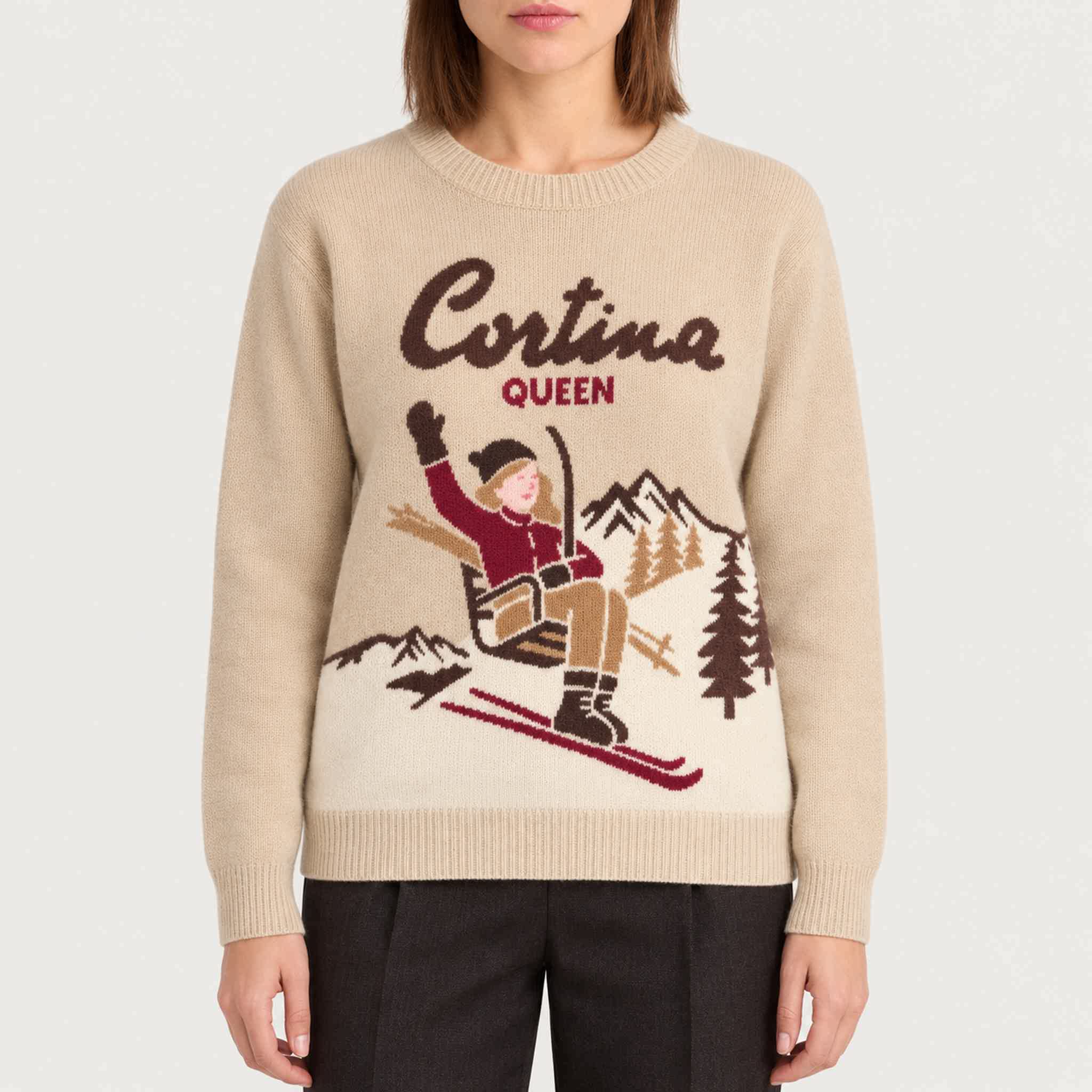 MC2 Saint Barth womens cortina queen sweater in natural - model front