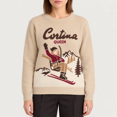 MC2 Saint Barth womens cortina queen sweater in natural - model front