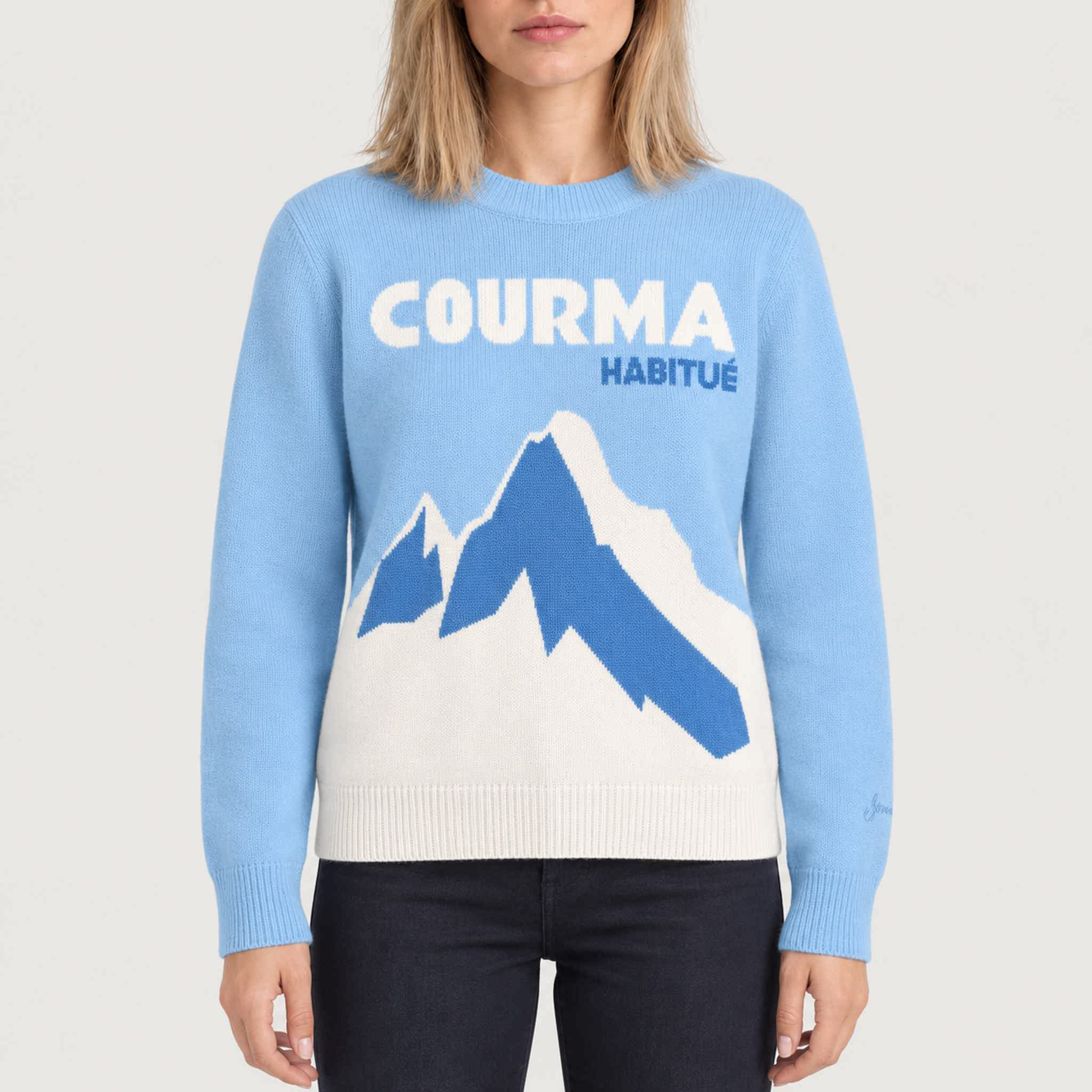 MC2 Saint Barth womens courma sweater in blue - model front