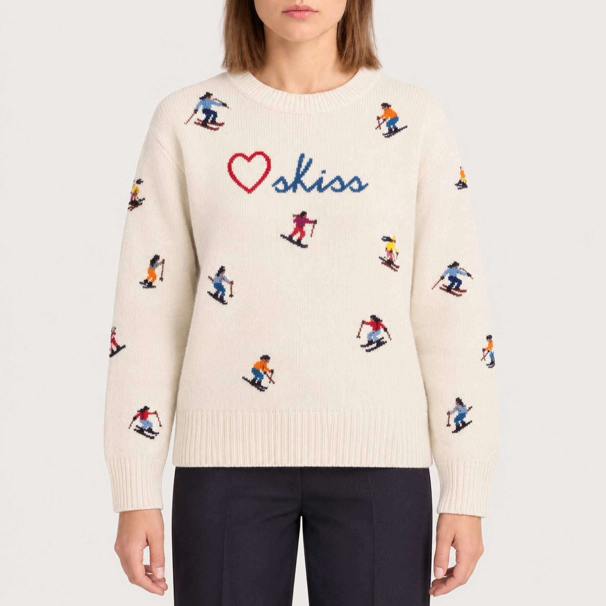 MC2 Saint Barth womens love ski sweater in white - model front