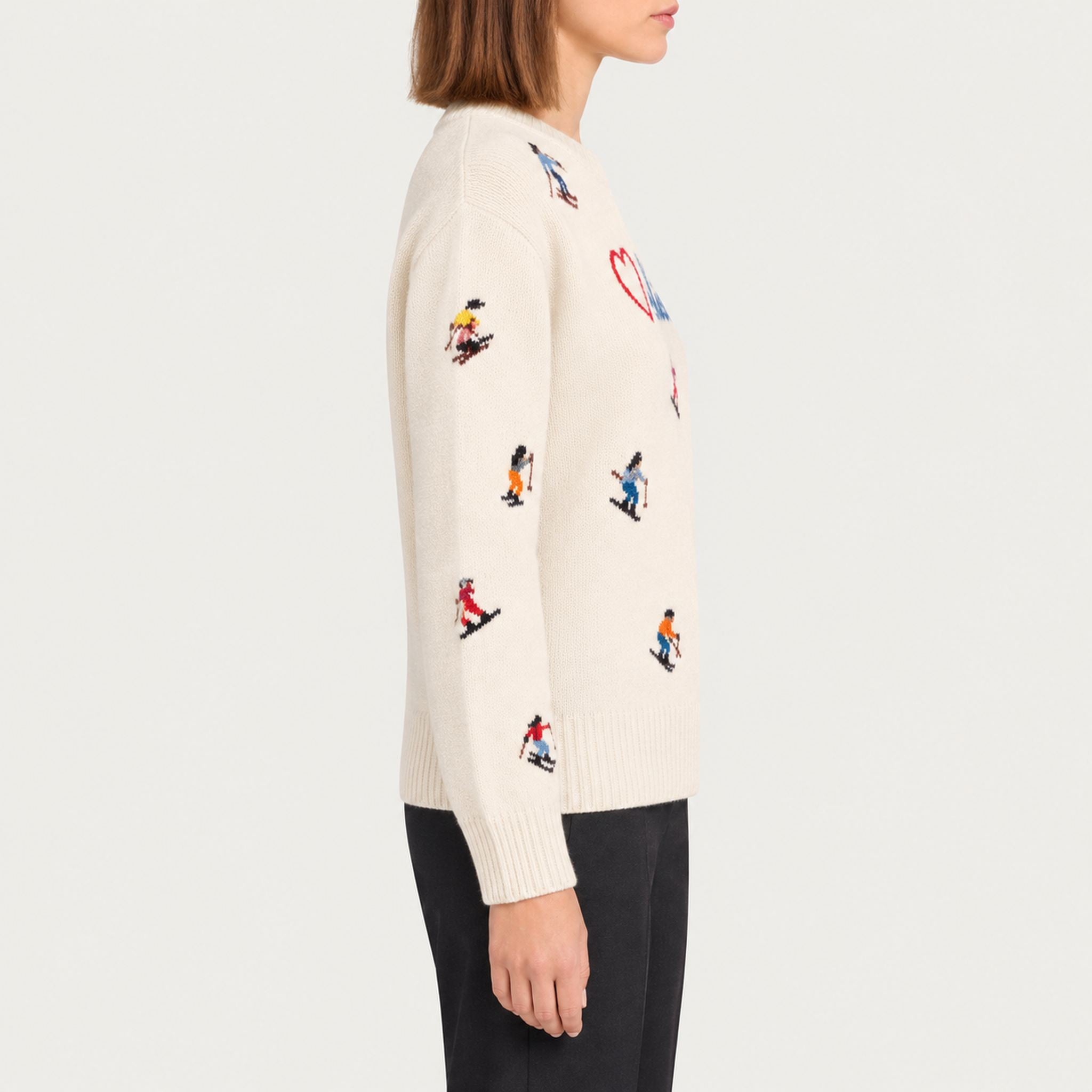 MC2 Saint Barth women's Love Ski Sweater, model side.