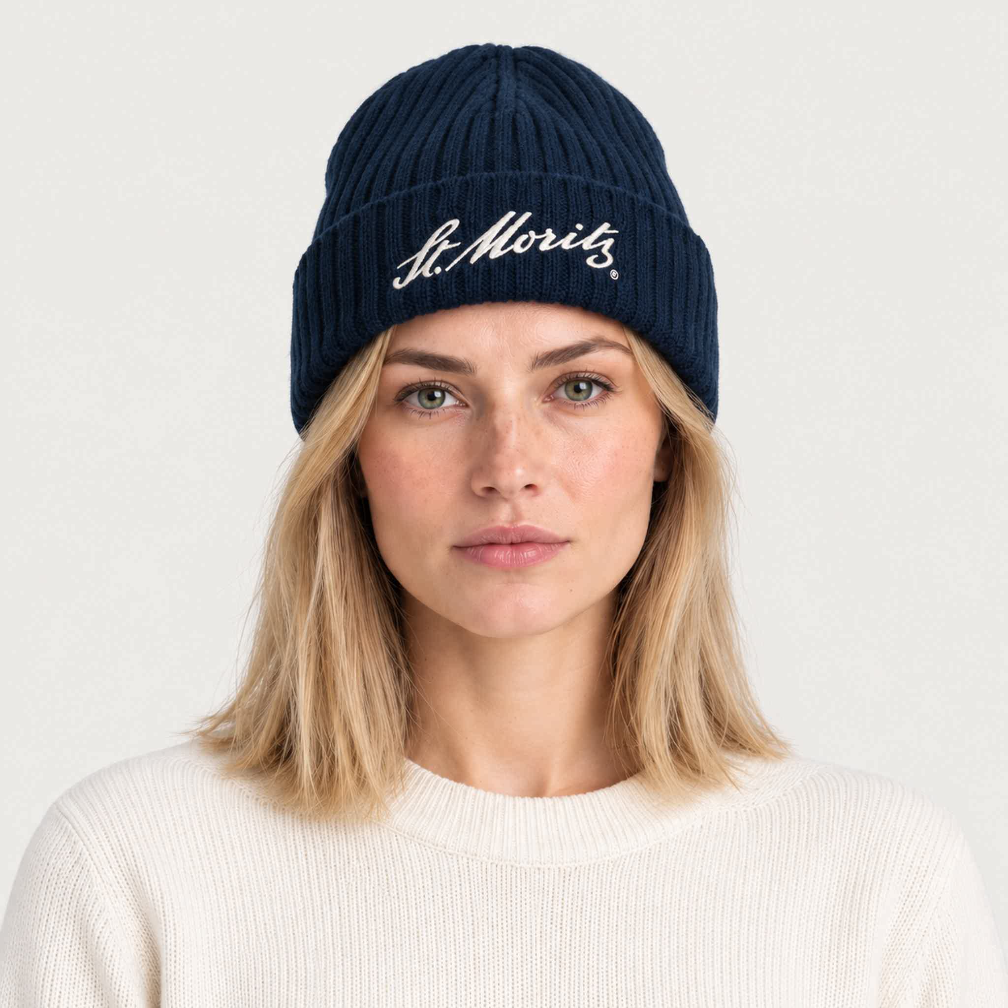 MC2 Saint Barth unisex moritz beanie in navy - female front
