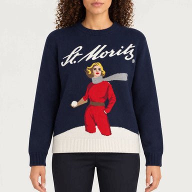 MC2 Saint Barth womens moritz blondie sweater in navy - model front