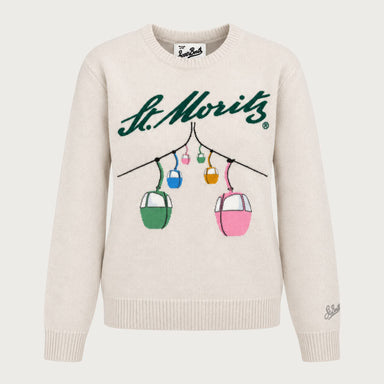 MC2 Saint Barth womens moritz cable sweater in white - product front