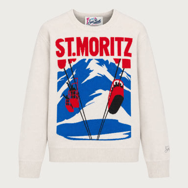 MC2 Saint Barth womens moritz postcard sweater in white - product front