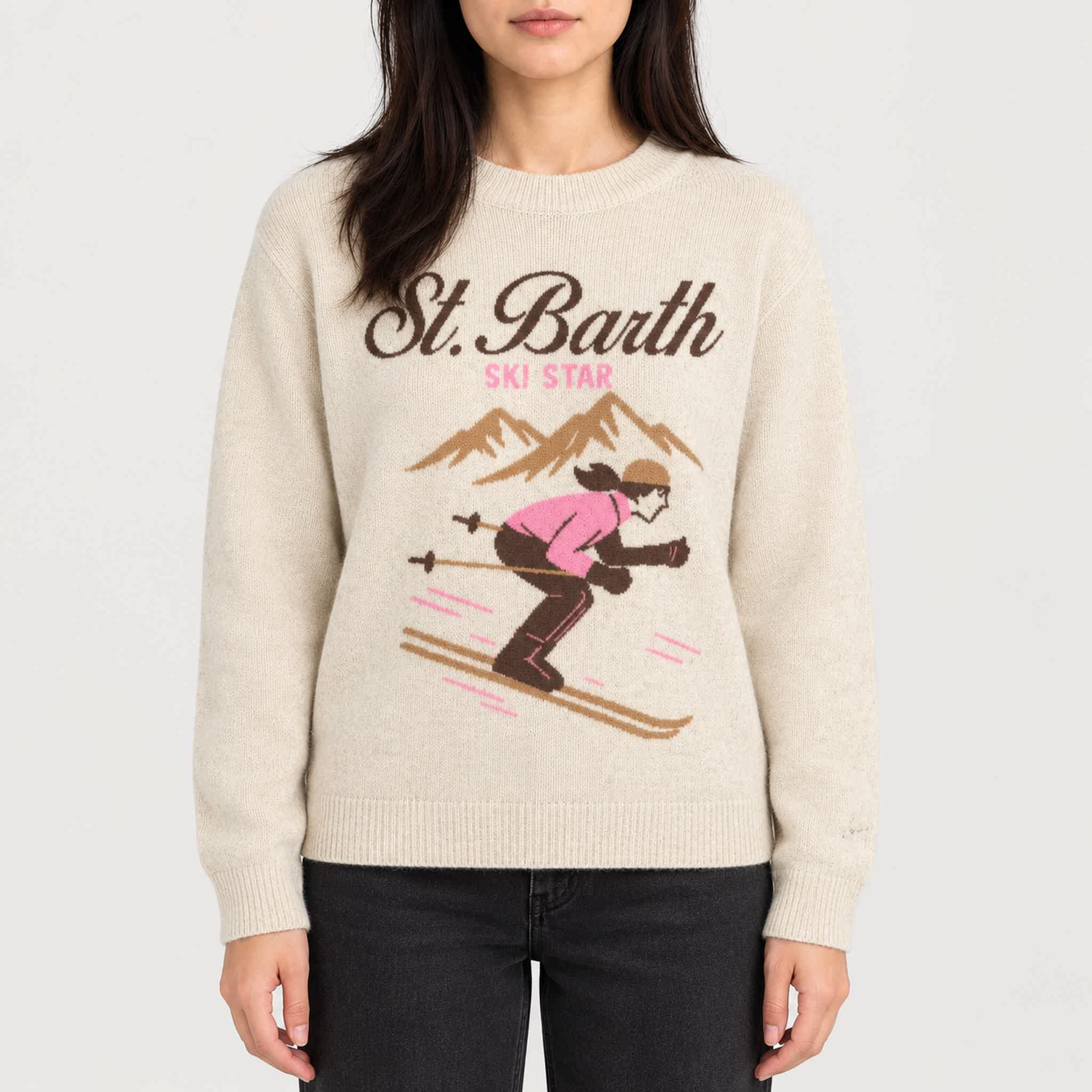 MC2 Saint Barth womens ski star sweater in white - model front