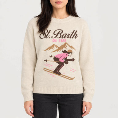 MC2 Saint Barth womens ski star sweater in white - model front