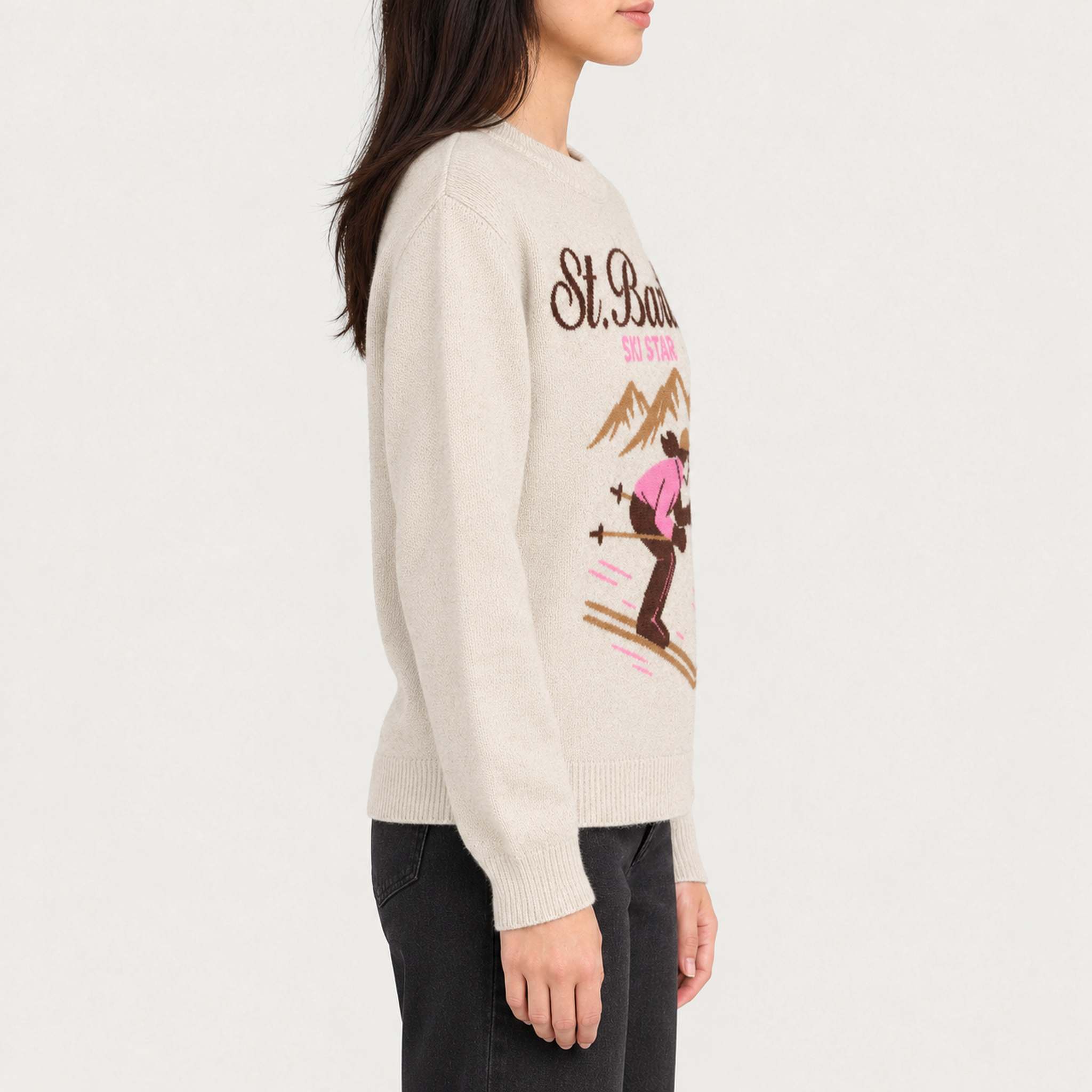 MC2 Saint Barth women's Ski Star Sweater, model side.