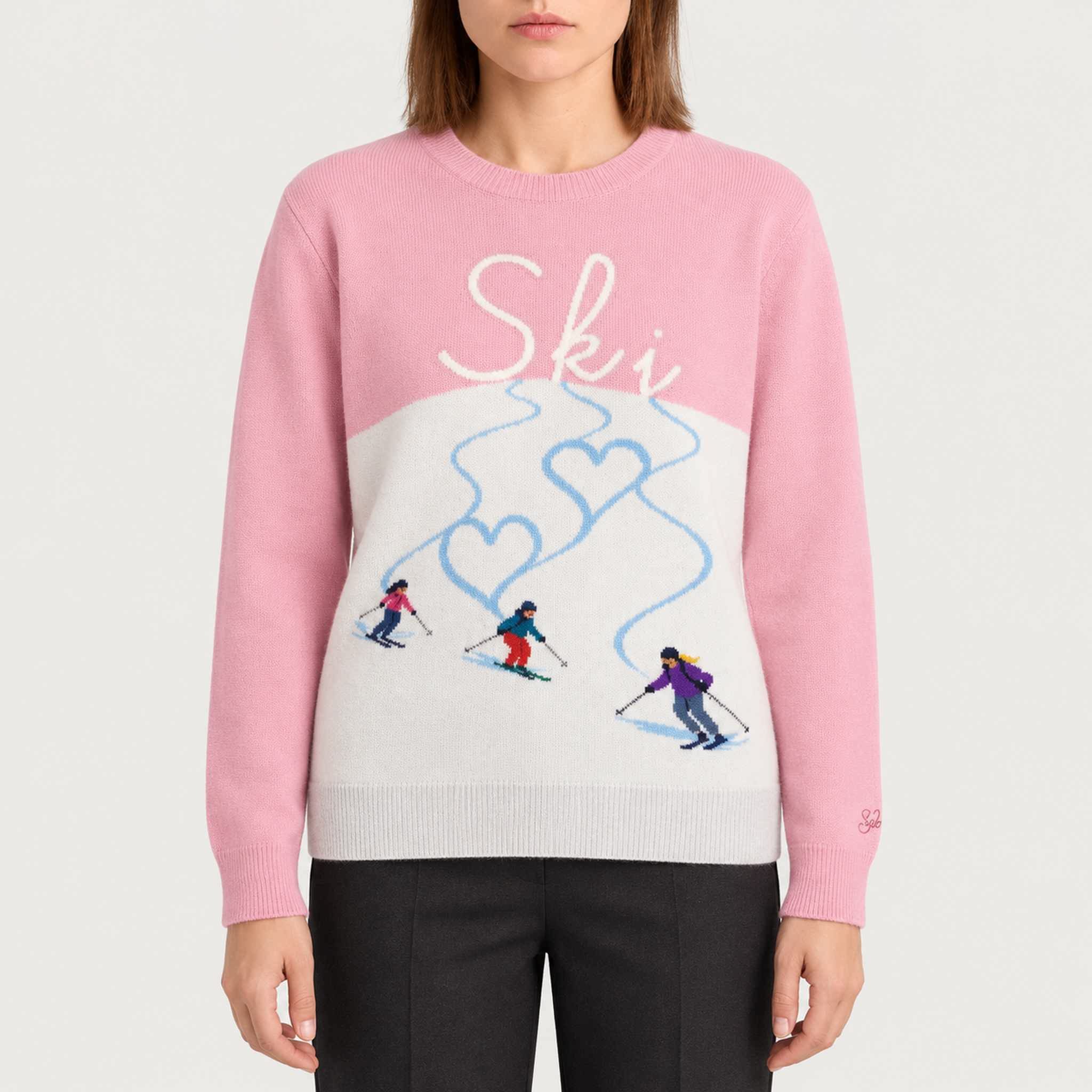 MC2 Saint Barth womens skiers sweater in pink - model front