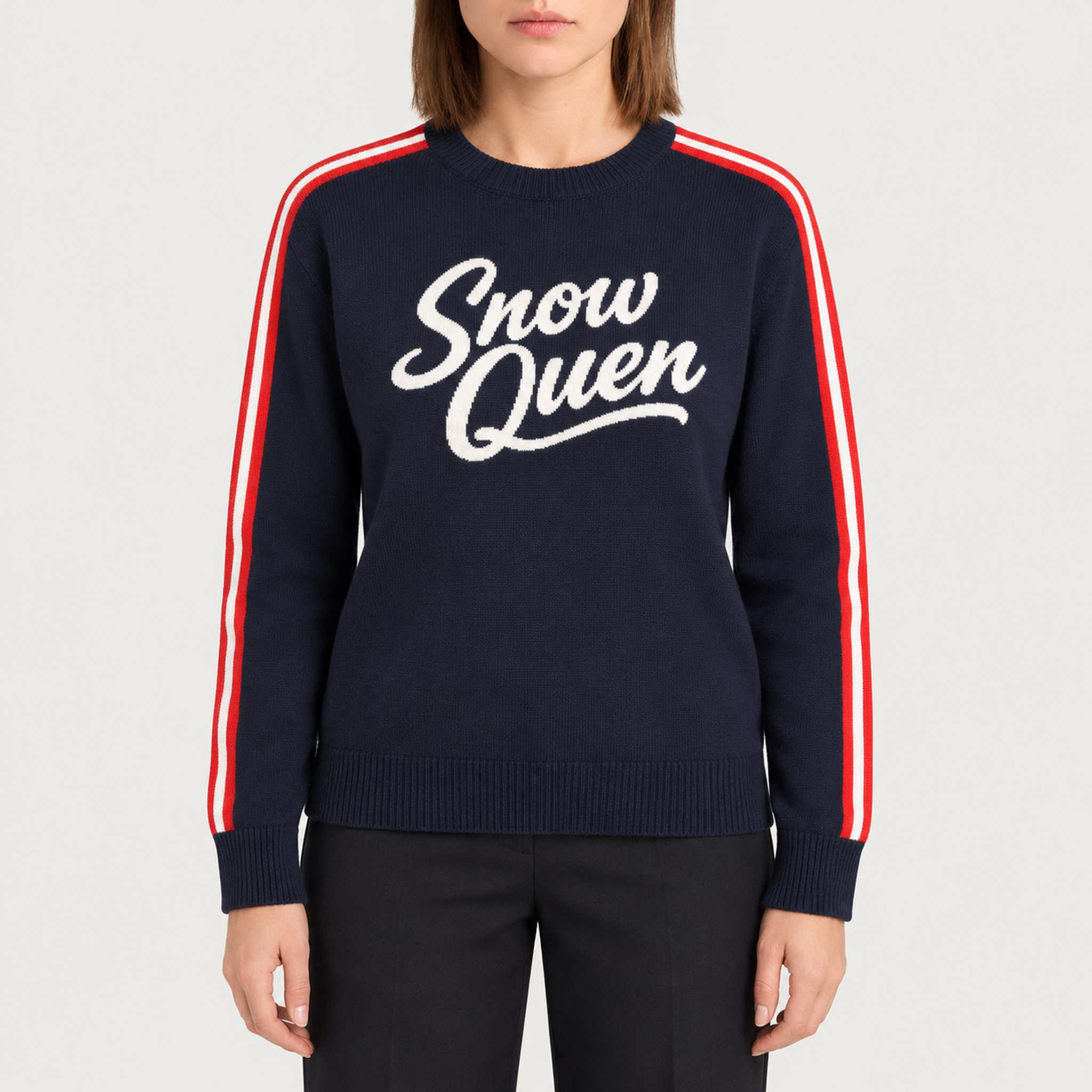 MC2 Saint Barth womens snow queen sweater in navy - model front
