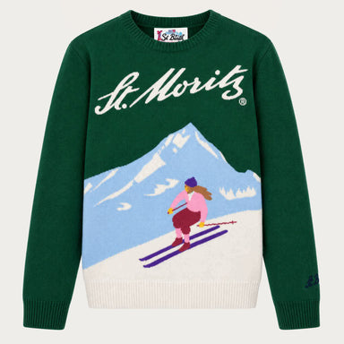 MC2 Saint Barth womens st moritz skier sweater in green - product front