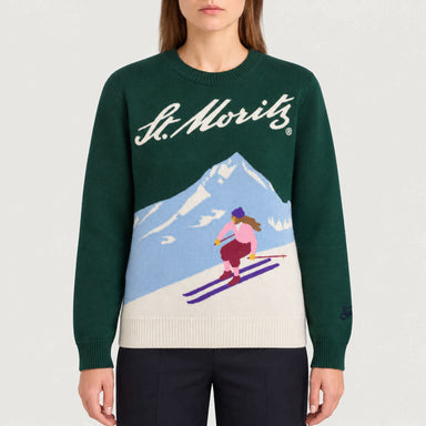 MC2 Saint Barth womens st moritz skier sweater in green - model front