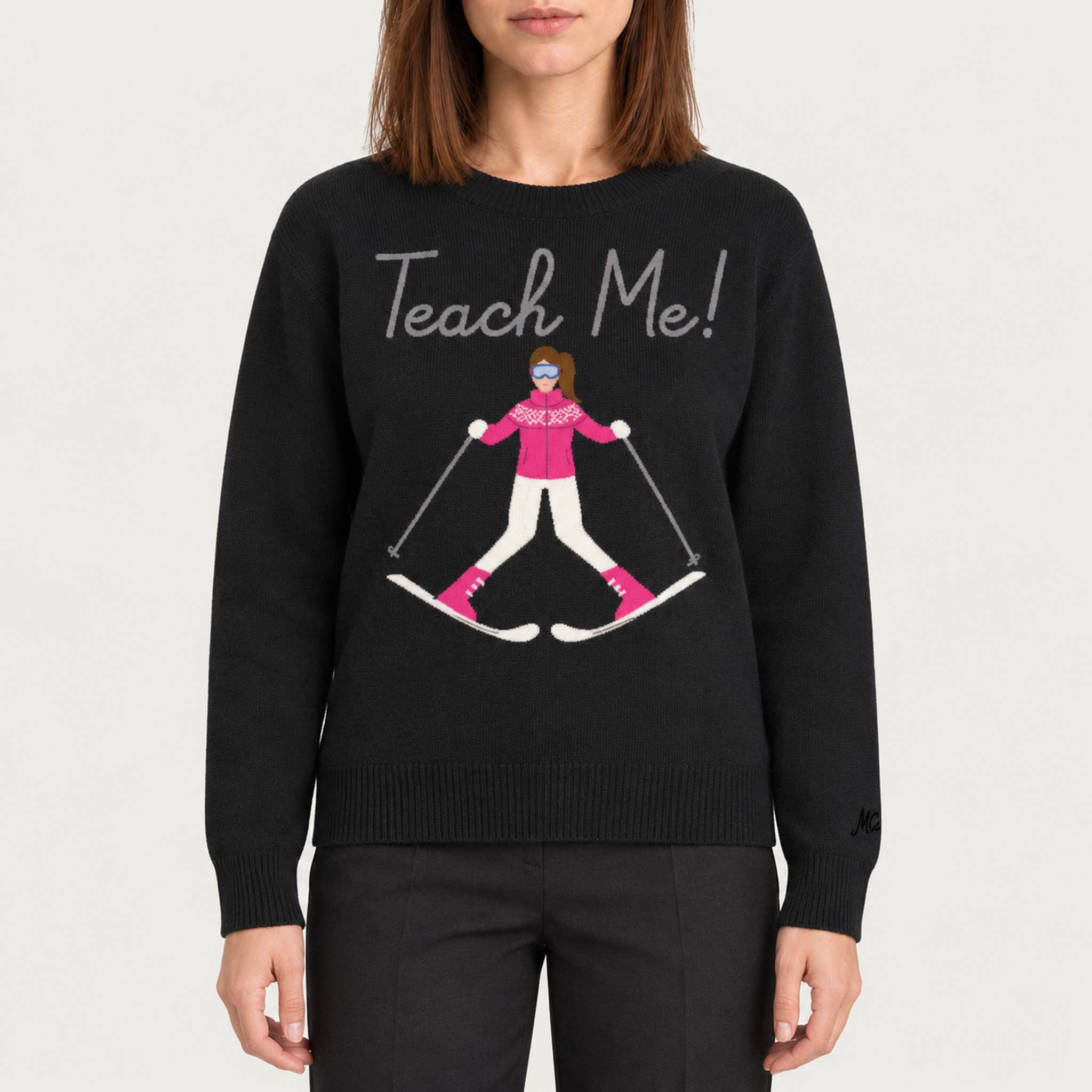 MC2 Saint Barth womens teach me sweater in black - model front