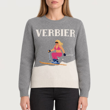 MC2 Saint Barth womens verbier ski girl sweater in grey - model front