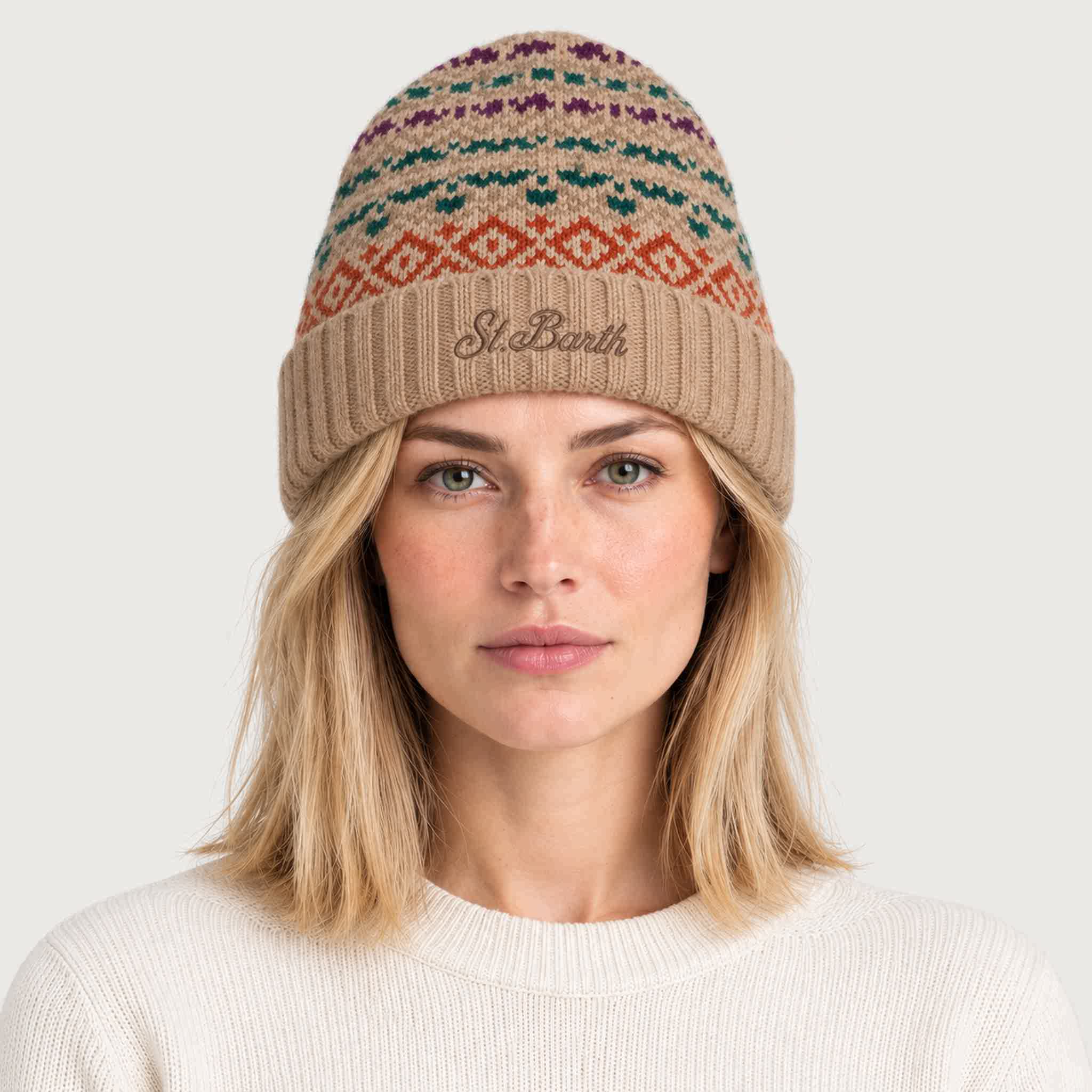 MC2 Saint Barth unisex wengen nordic beanie in brown - female front
