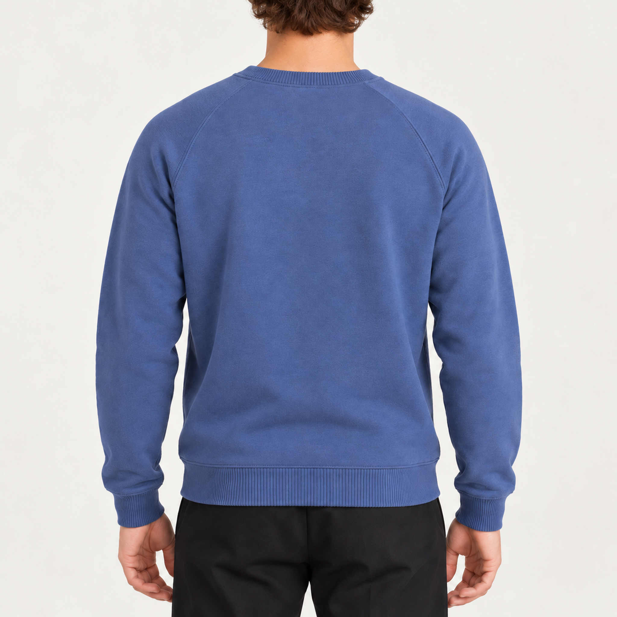 French Disorder men All We Want Sweater in Coastal Fjord - model back | London Ski Co