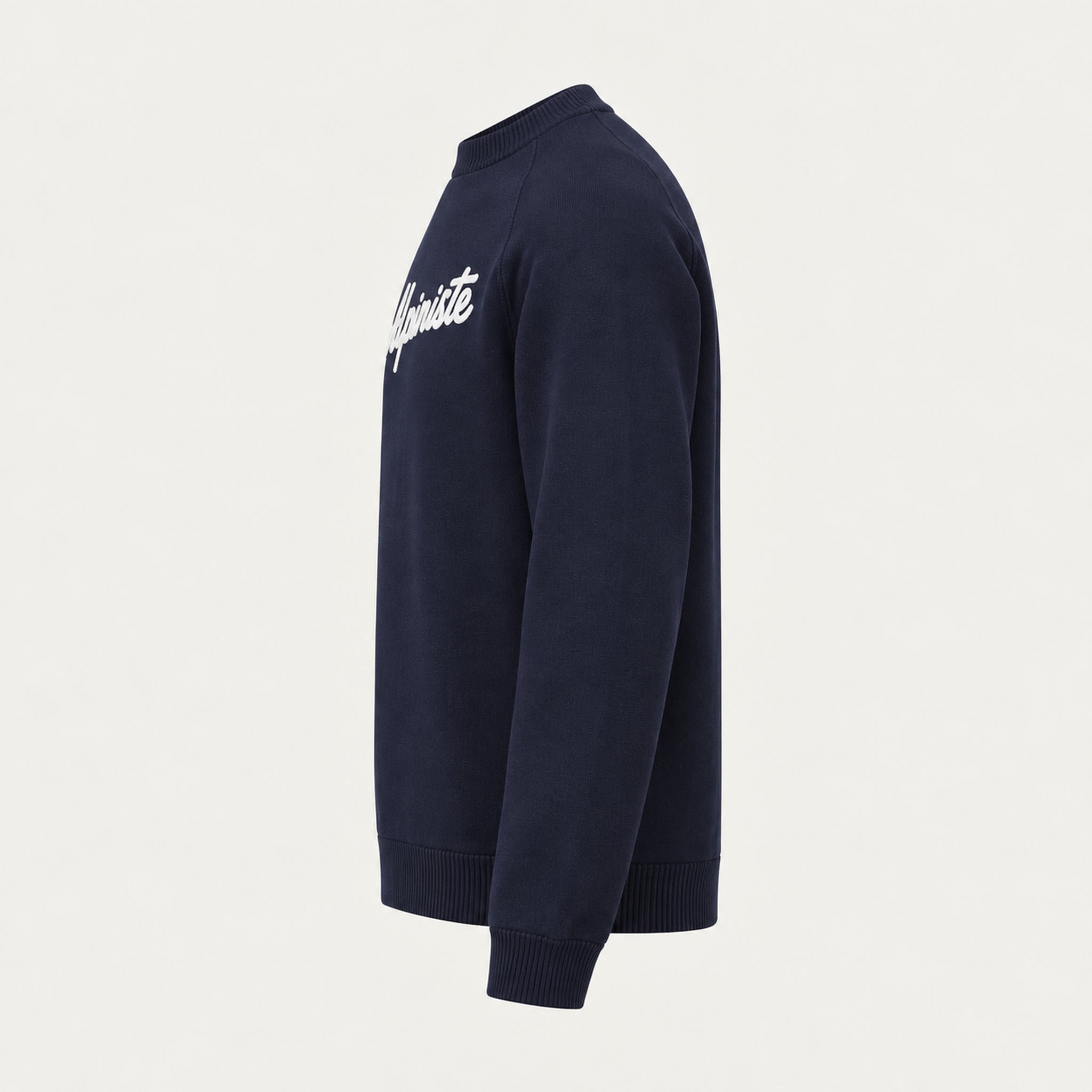 French Disorder men Alpiniste Sweater in Navy - product side | London Ski Co