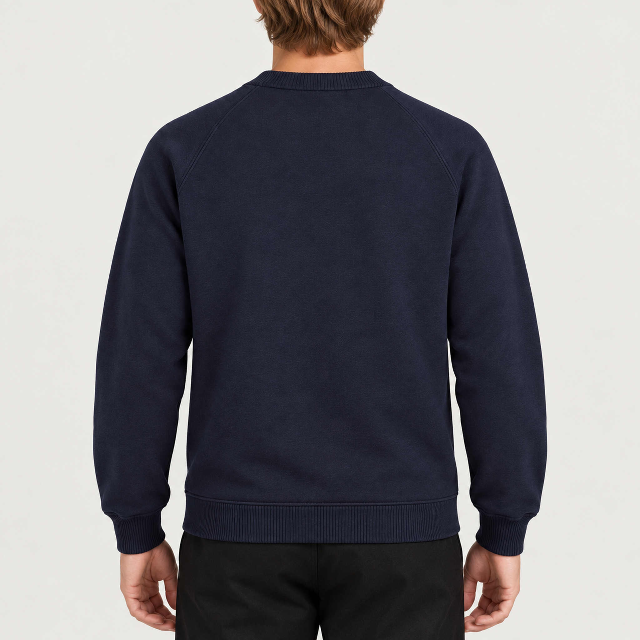 French Disorder men Alpiniste Sweater in Navy - model back | London Ski Co