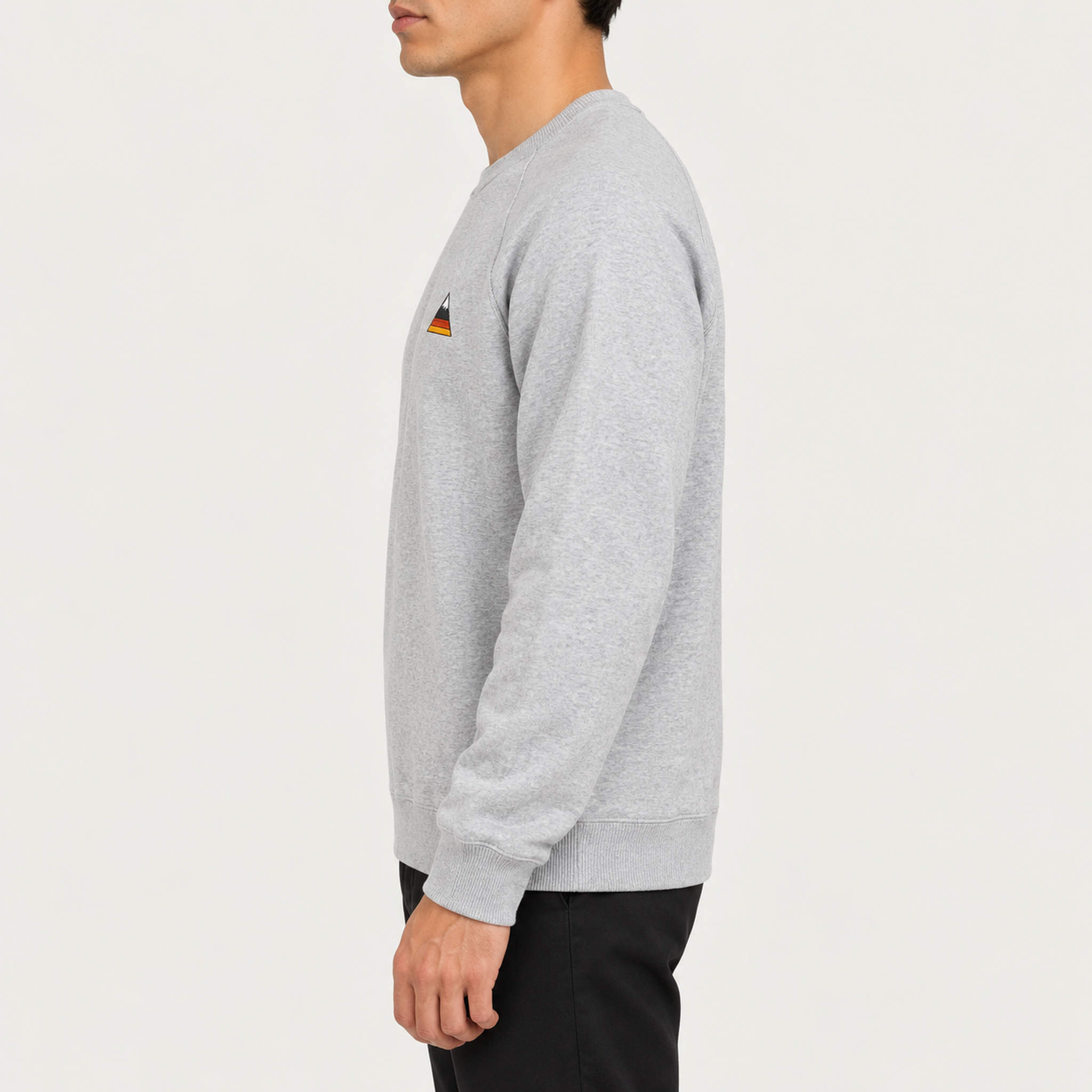 French Disorder men French Alpes Sweater in Heather Grey - model side | London Ski Co