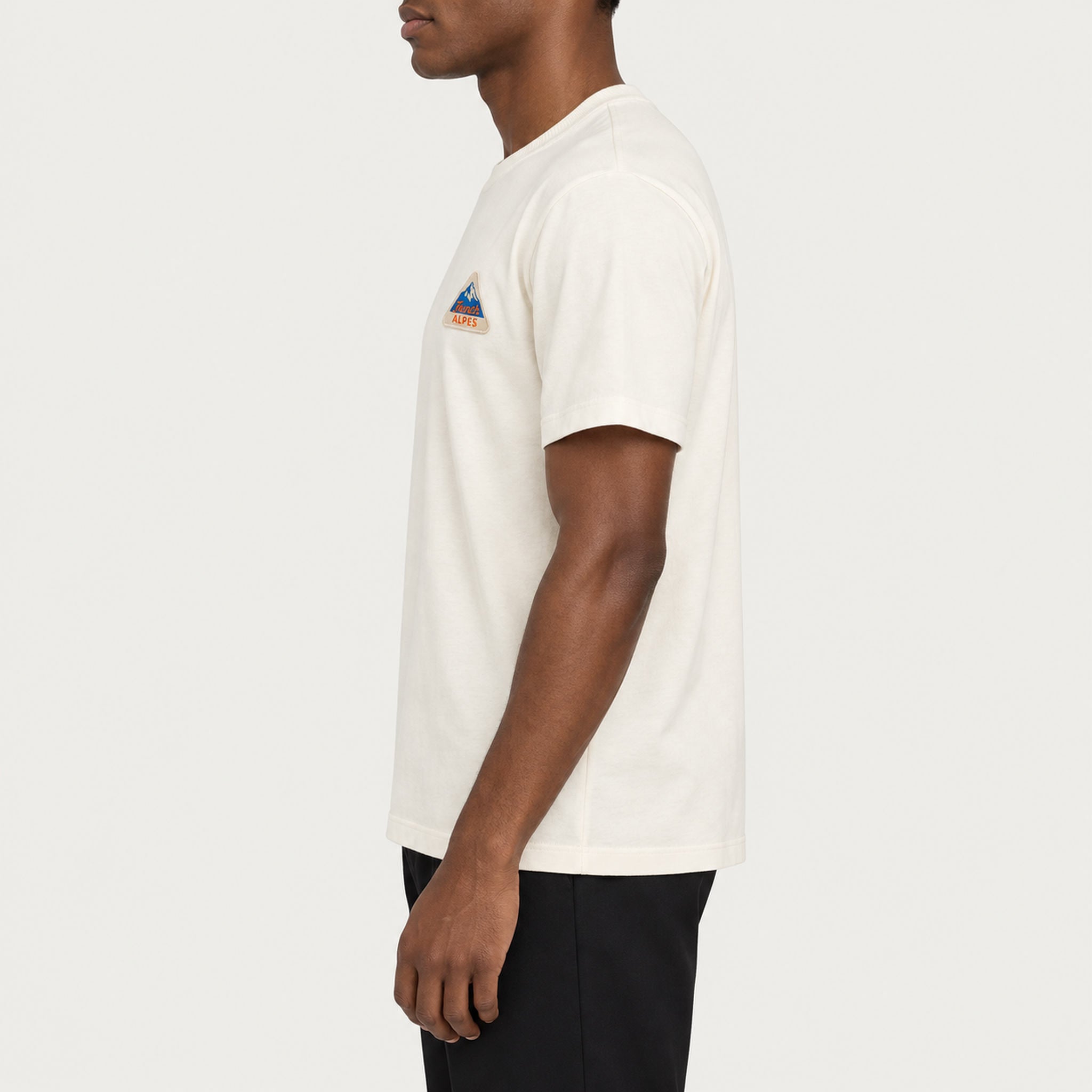 French Disorder men French Alpes T Shirt in Coconut - model side | London Ski Co