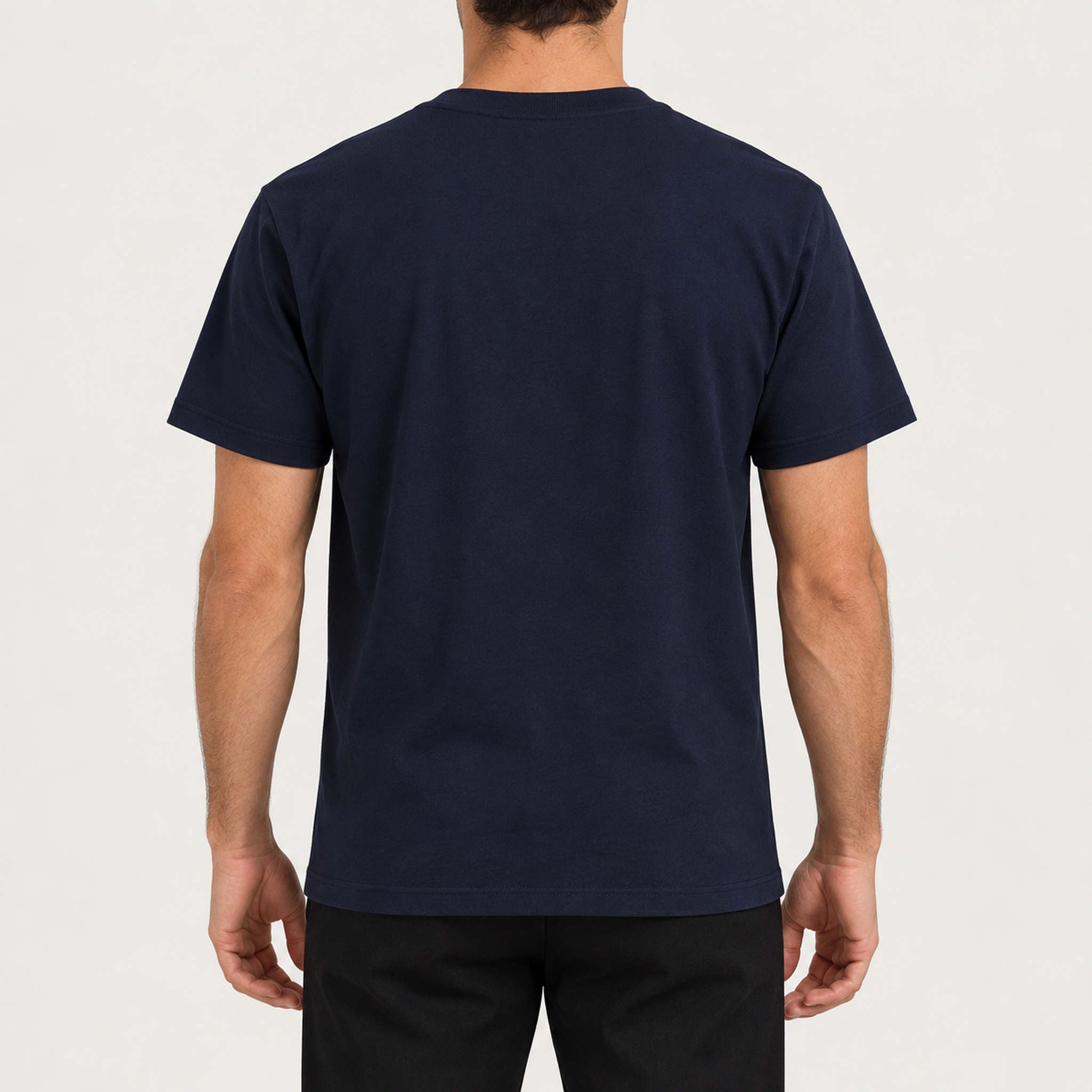 French Disorder men French Alpes T Shirt in Navy - model back | London Ski Co