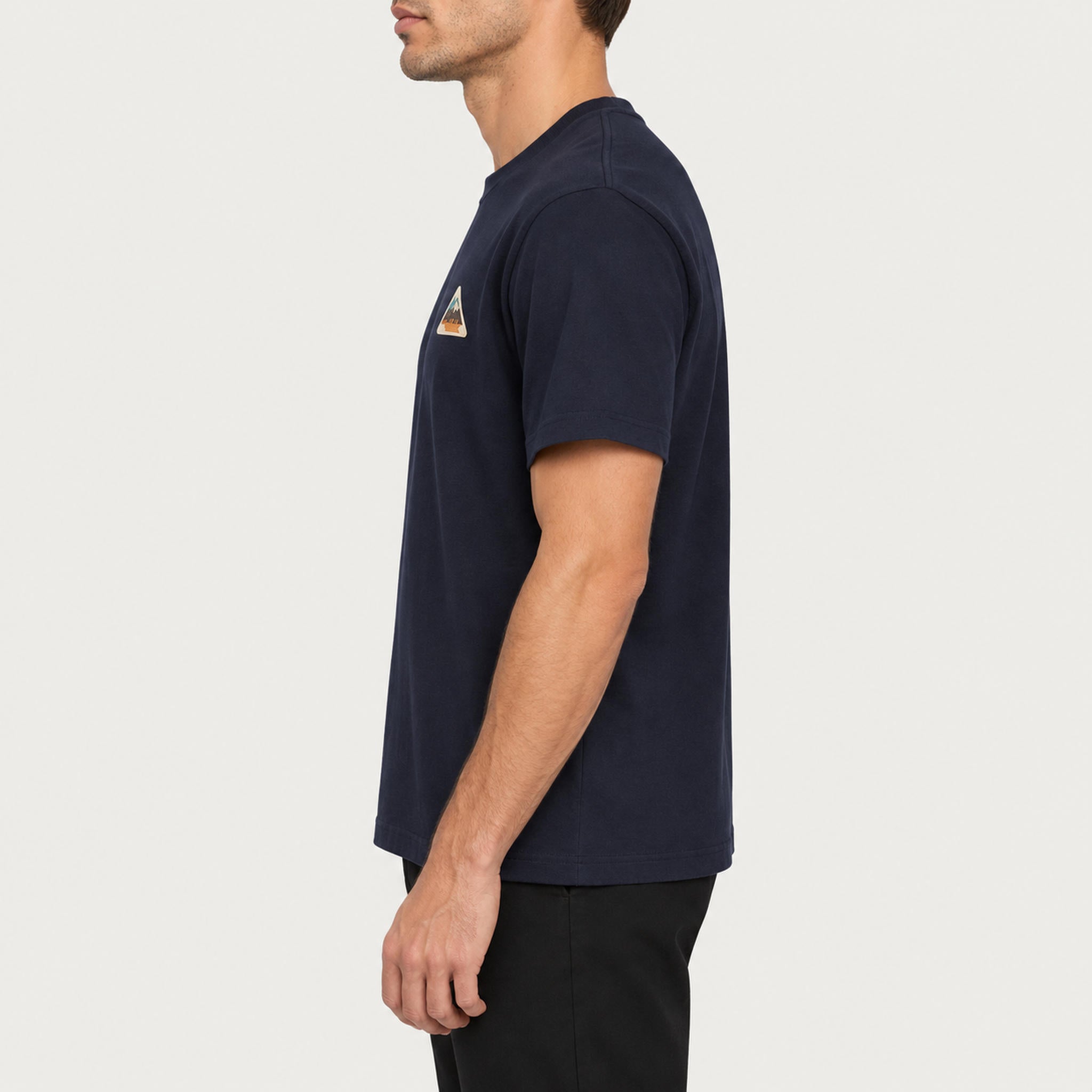 French Disorder men French Alpes T Shirt in Navy - model side | London Ski Co