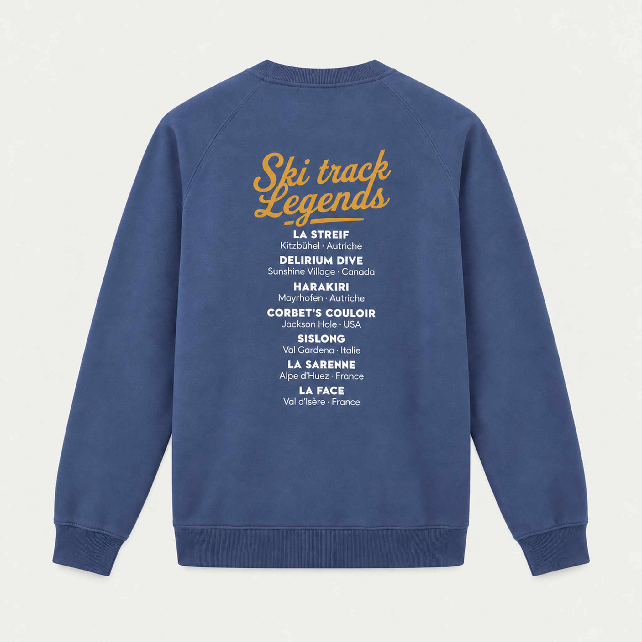 French Disorder men Ski Track Sweater in Coastal Fjord - product back | London Ski Co
