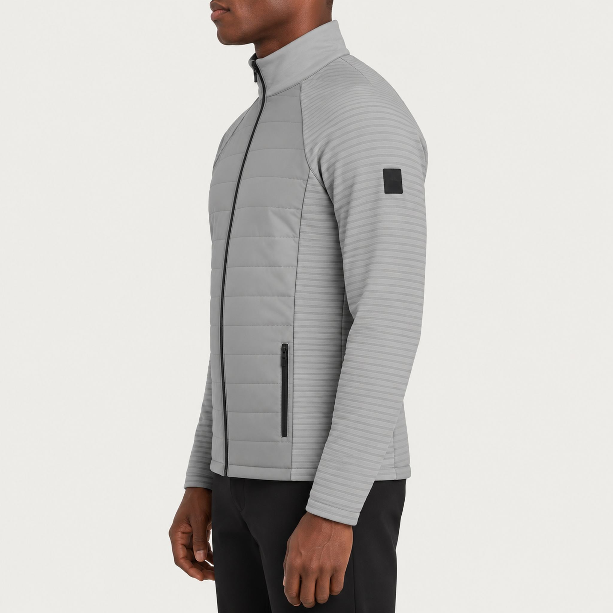 Newland mens Alex Primaloft Padded Full Zip - model side. AI-generated from supplied artwork.