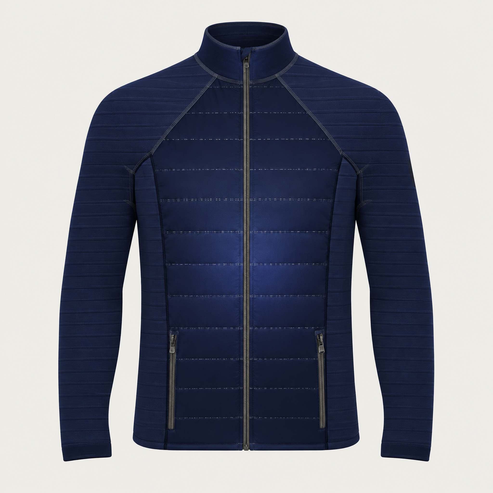 Newland mens Alex Primaloft Padded Full Zip in Navy - front. AI-generated from supplied artwork.