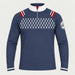 Newland men's Cambridge Bay half zip in blue and white – front. AI-generated from supplier artwork.