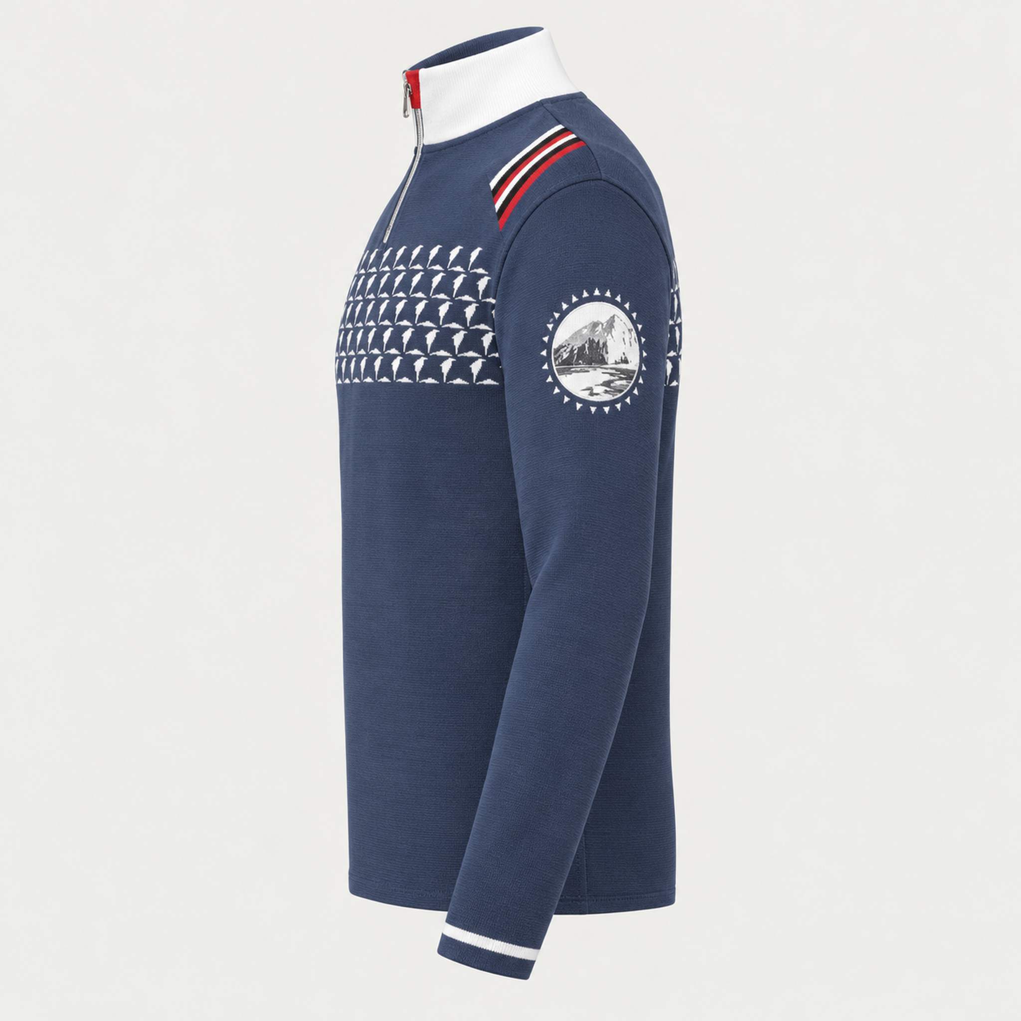 Newland men's Cambridge Bay half zip in blue and white – side. AI-generated from supplier artwork.