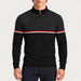 Newland men's Denali half zip in black and dark grey – model front. AI-generated from supplier artwork.