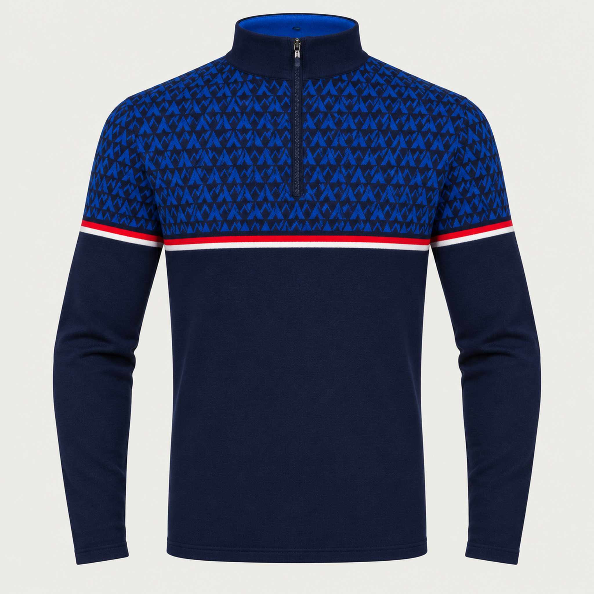 Newland men's Denali half zip in blue – front. AI-generated from supplier artwork.