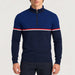Newland men's Denali half zip in blue – model front. AI-generated from supplier artwork.