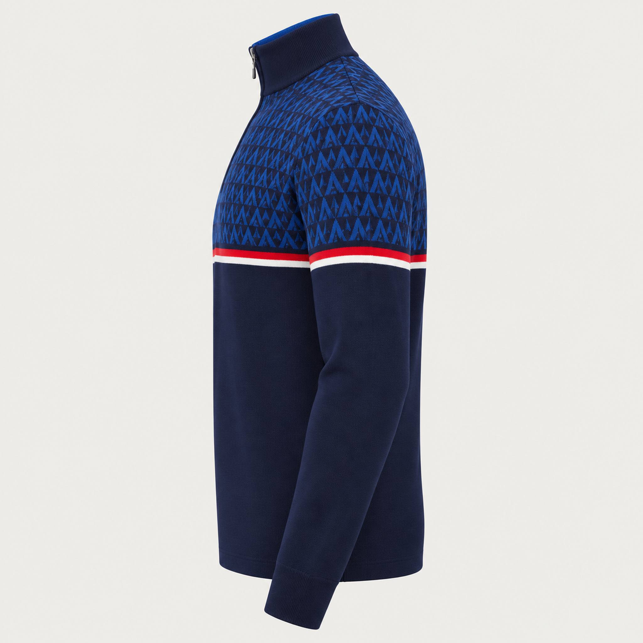 Newland men's Denali half zip in blue – side. AI-generated from supplier artwork.