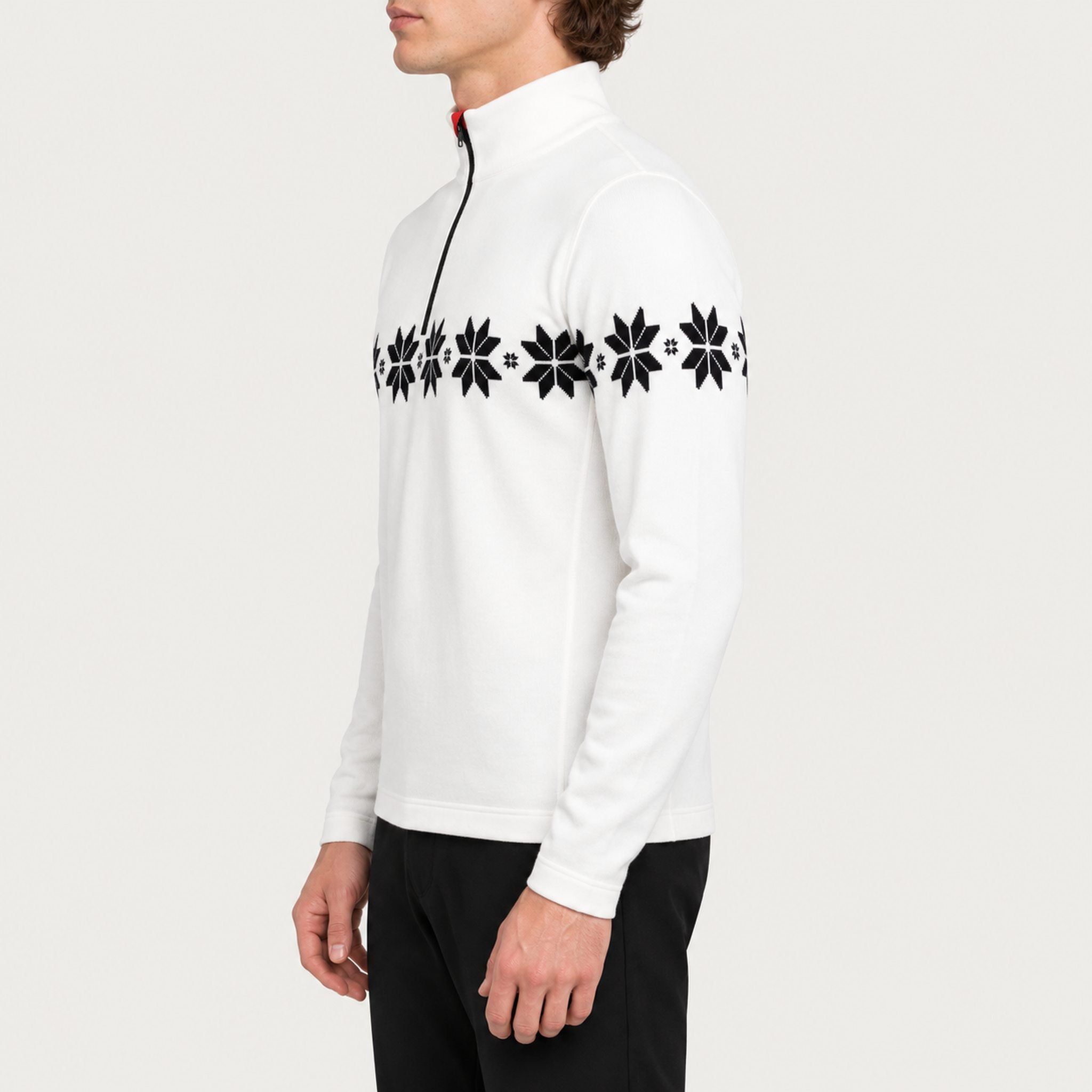 Newland mens Everest Half Zip - model side. AI-generated from supplied artwork.