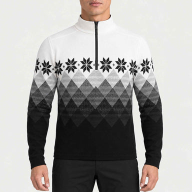 Newland mens Fairbanks Half Zip - model front. AI-generated from supplied artwork.