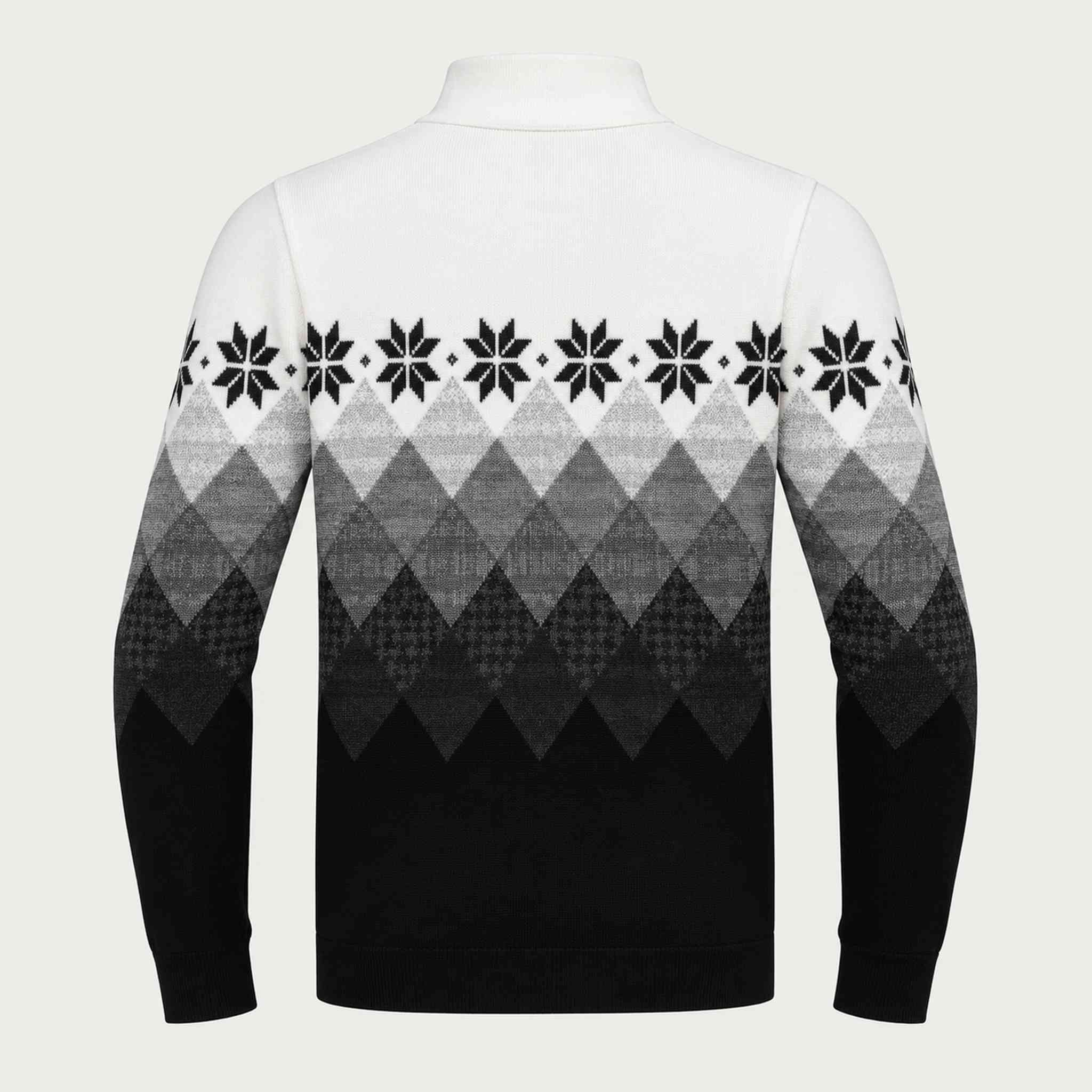 Newland mens Fairbanks Half Zip - back. AI-generated from supplied artwork.