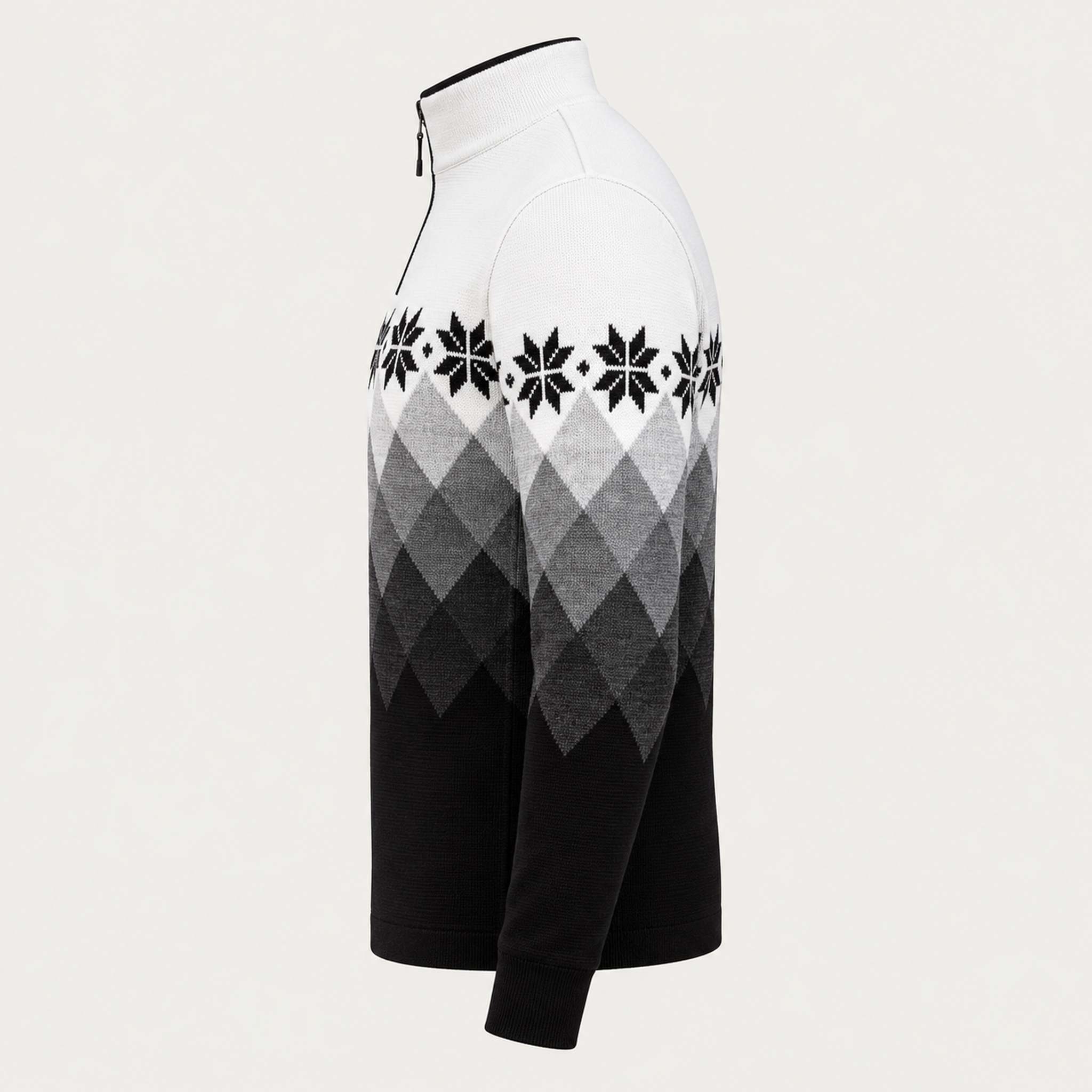 Newland mens Fairbanks Half Zip - side. AI-generated from supplied artwork.