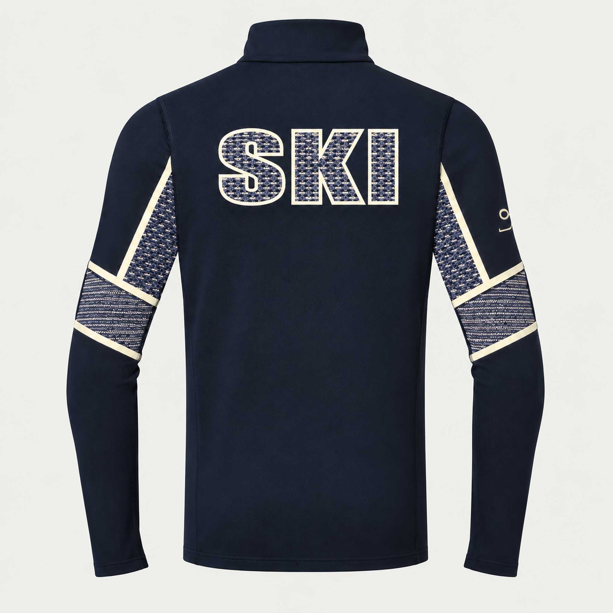 Newland mens Falun Half Zip in Navy - back. AI-generated from supplied artwork.