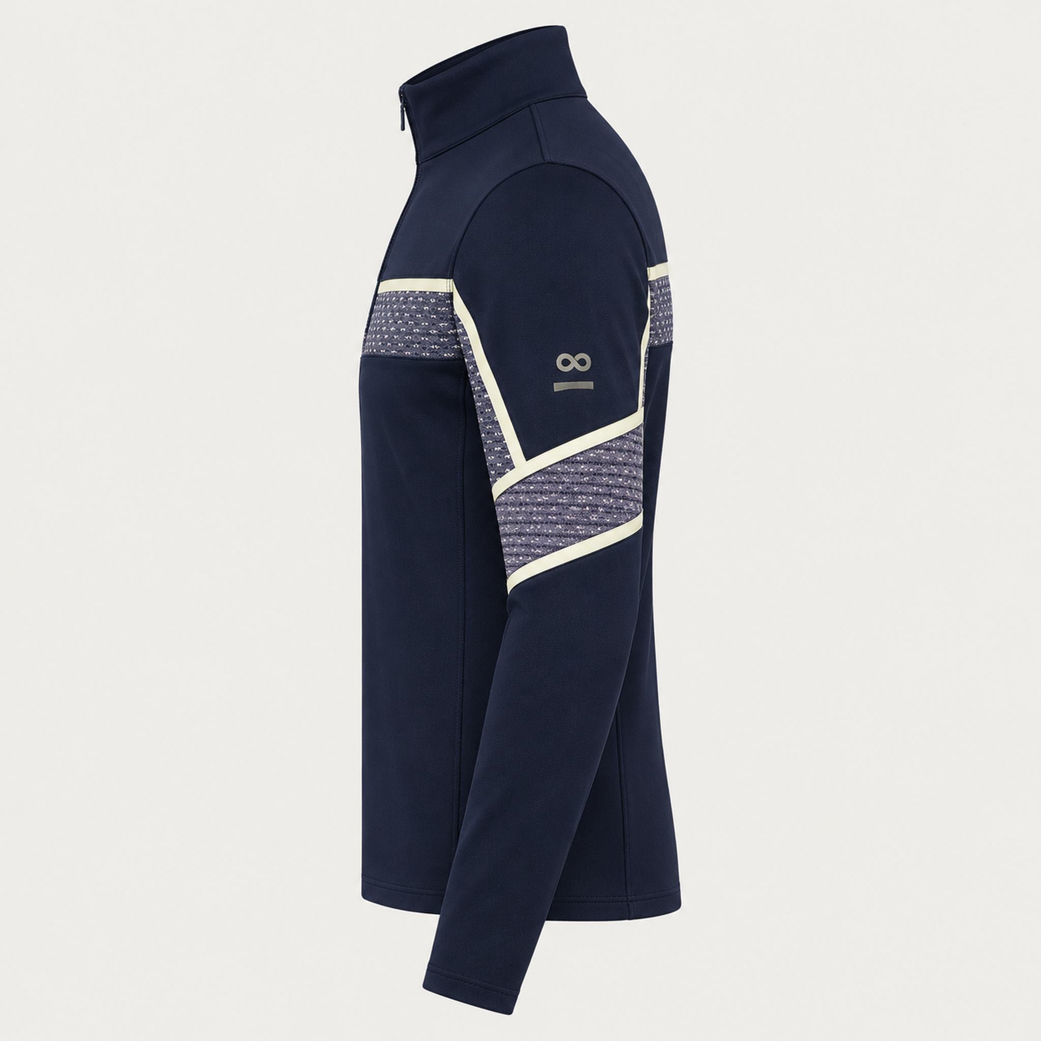 Newland mens Falun Half Zip in Navy - side. AI-generated from supplied artwork.