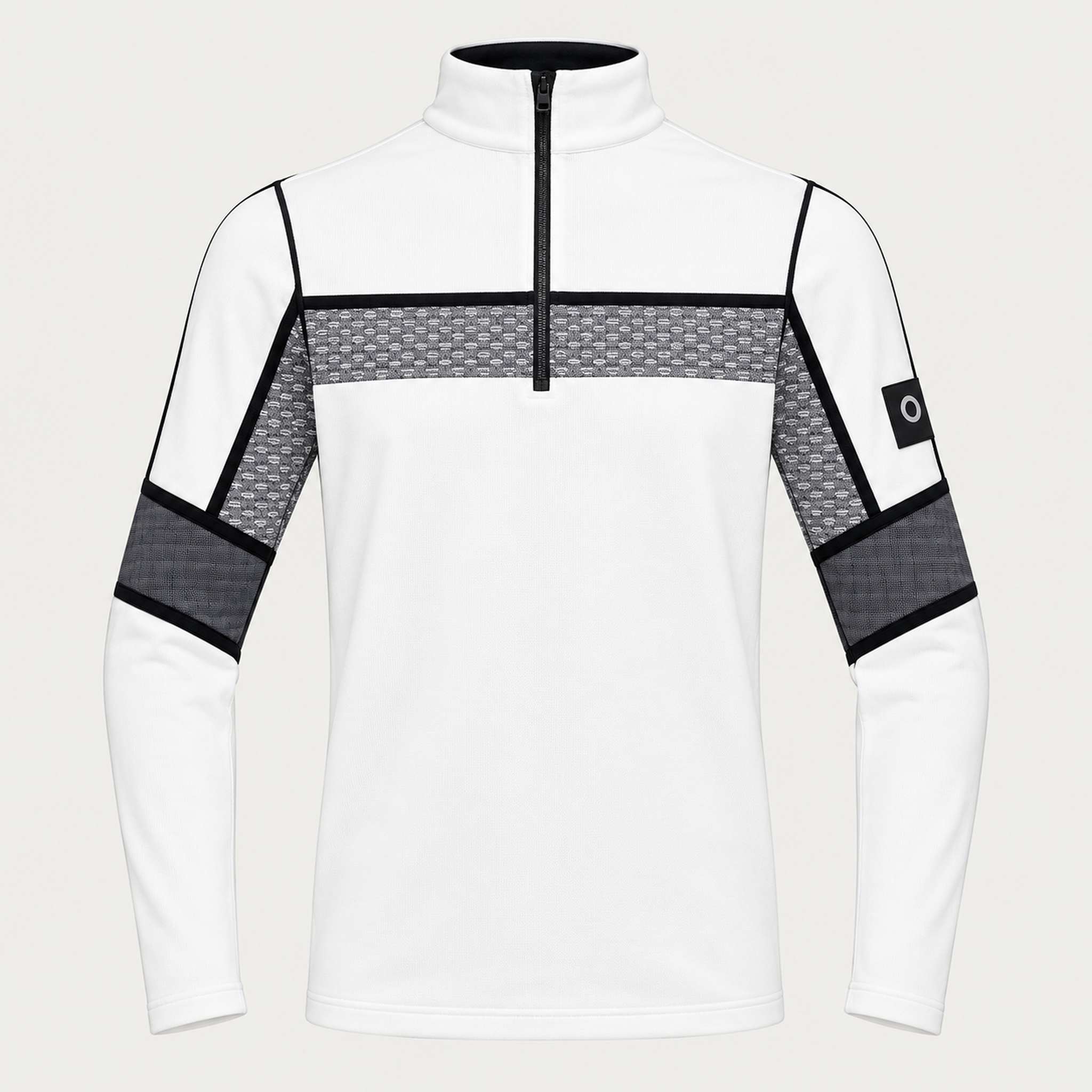 Newland mens Falun Half Zip in White - front. AI-generated from supplied artwork.