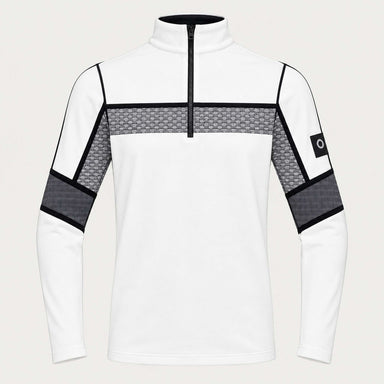 Newland mens Falun Half Zip in White - front. AI-generated from supplied artwork.