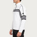 Newland mens Falun Half Zip in White - model side. AI-generated from supplied artwork.